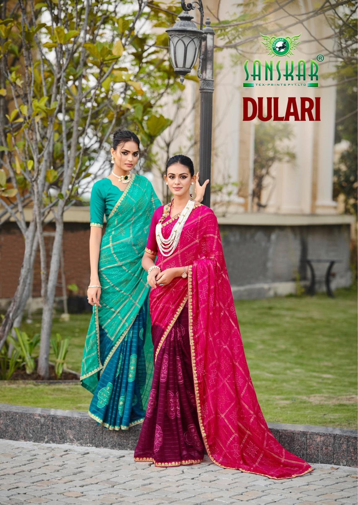 sanskar tex prints dulari series 91001-91006 chiffon wholesale saree