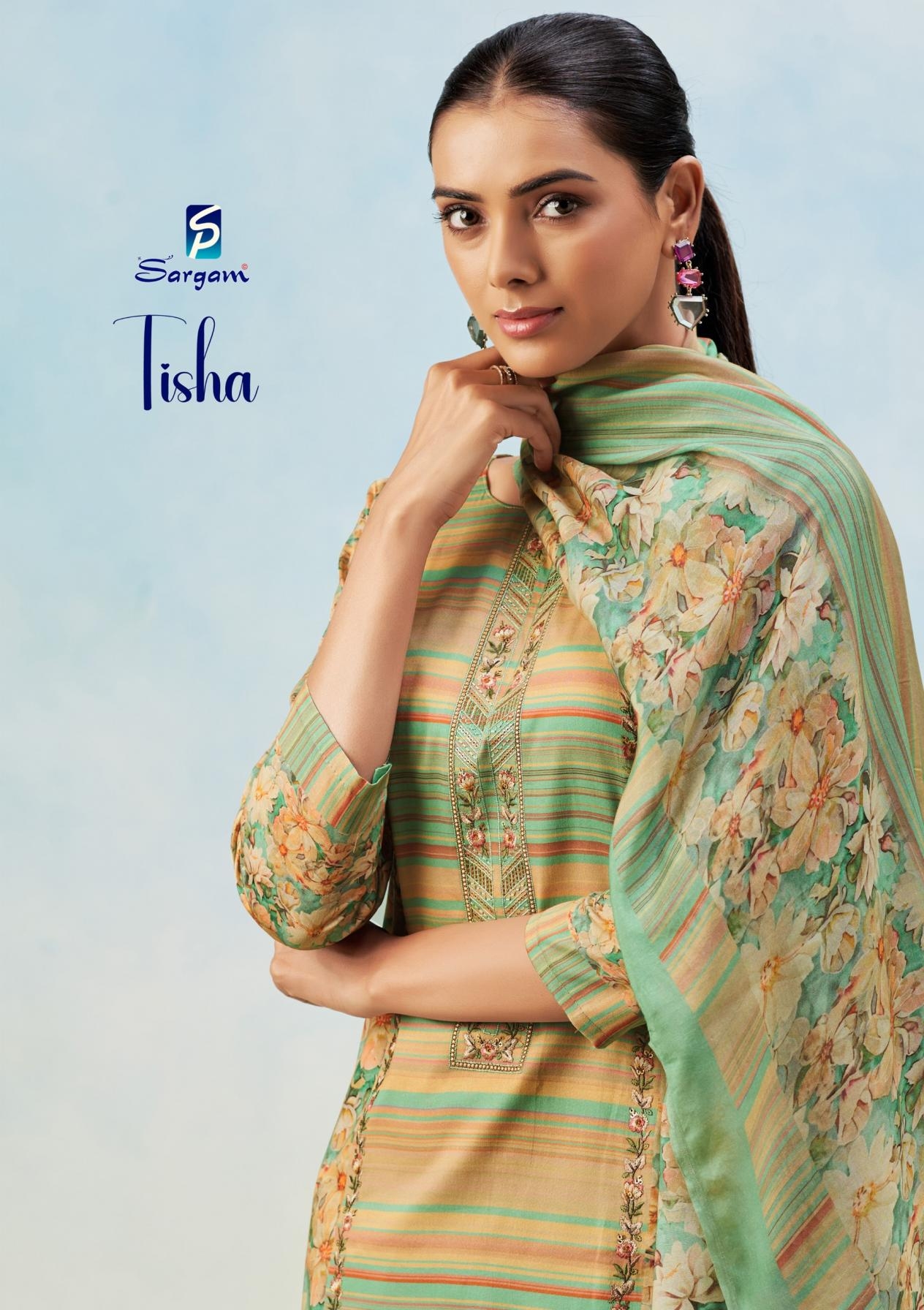 sargam prints tisha series 2679 digital jam print suit