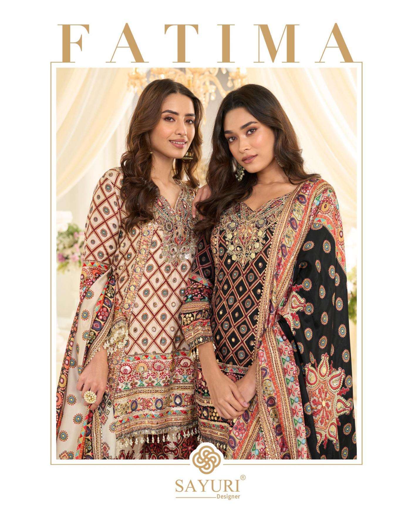 sayuri designer fatima series 10258-10259 natural crep silk aari work readymade suit