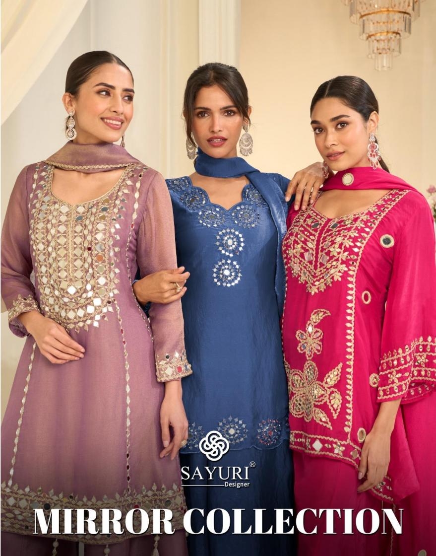 sayuri designer mirror collection series 10303 Premium Silk plazzo readymade suit 
