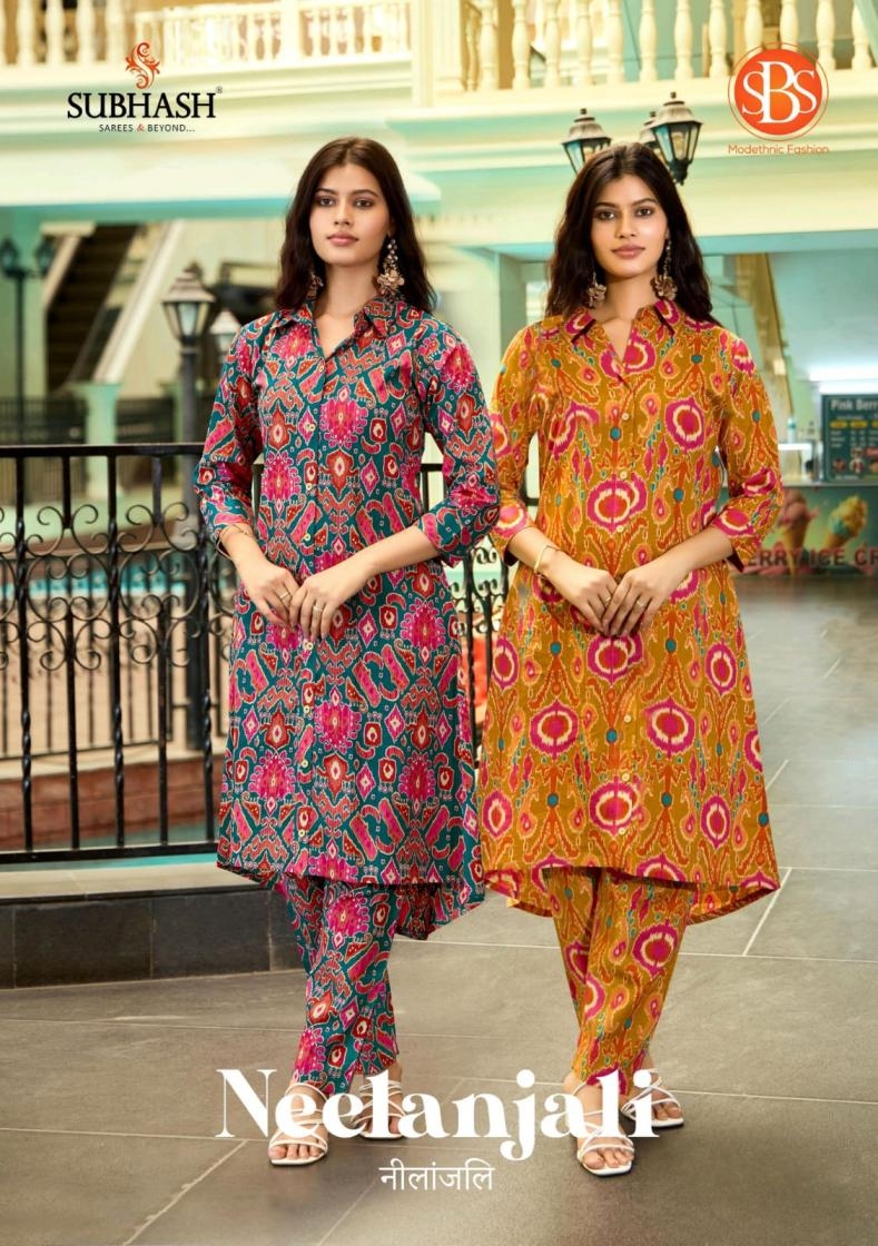 sbs subhash neelanjali series 6325-6332 cotton kurti with bottom