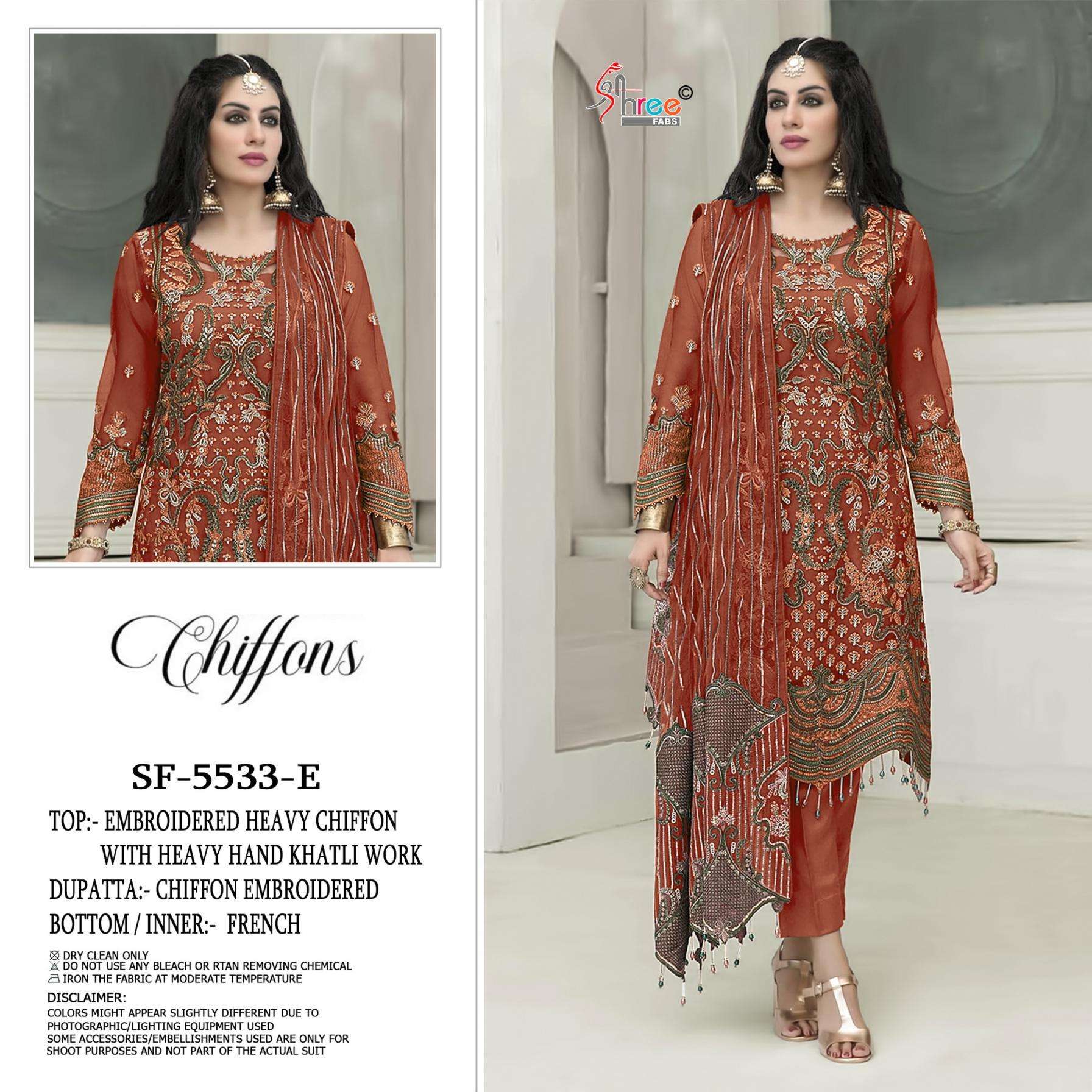 shree fabs 5533 colours chiffon pakistani unstitch suits