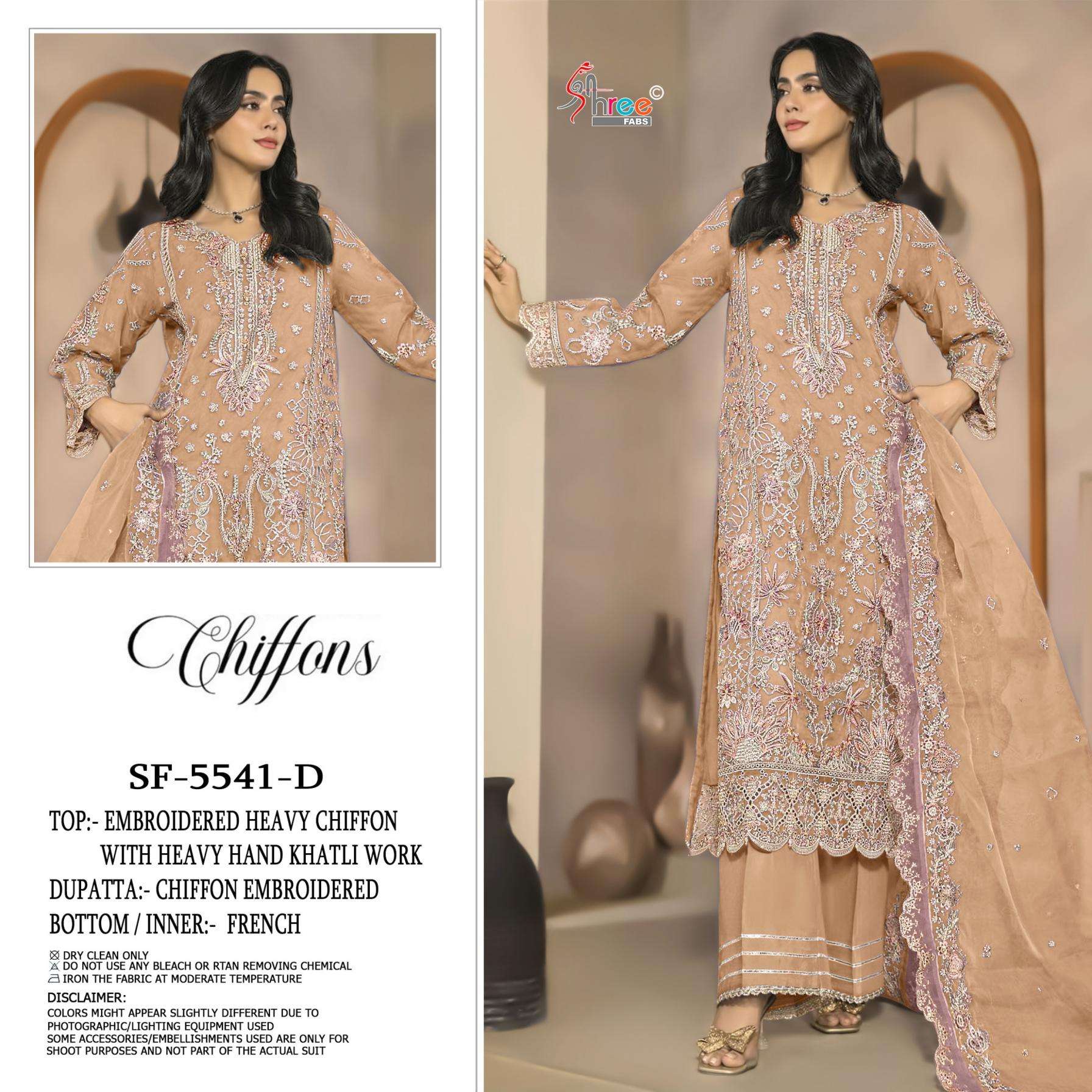 shree fabs 5541 chiffon heavy embroidery wholesale suit
