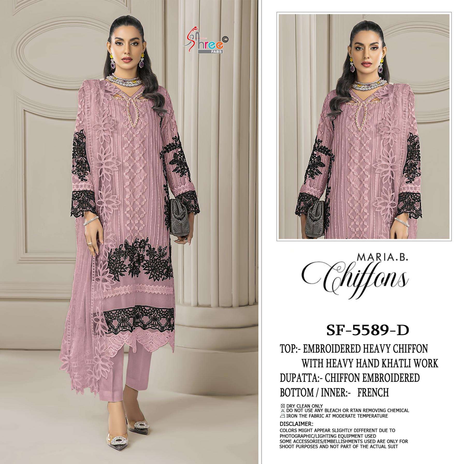 shree fabs 5589 chiffon heavy embroidery wholesale suit