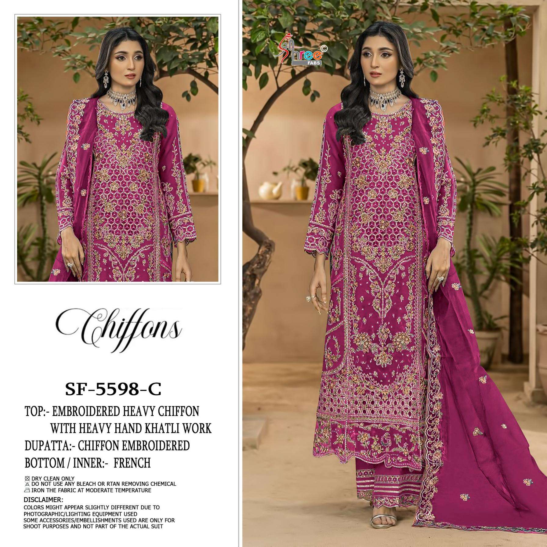 shree fabs 5598 chiffon wholesale pakistani suit