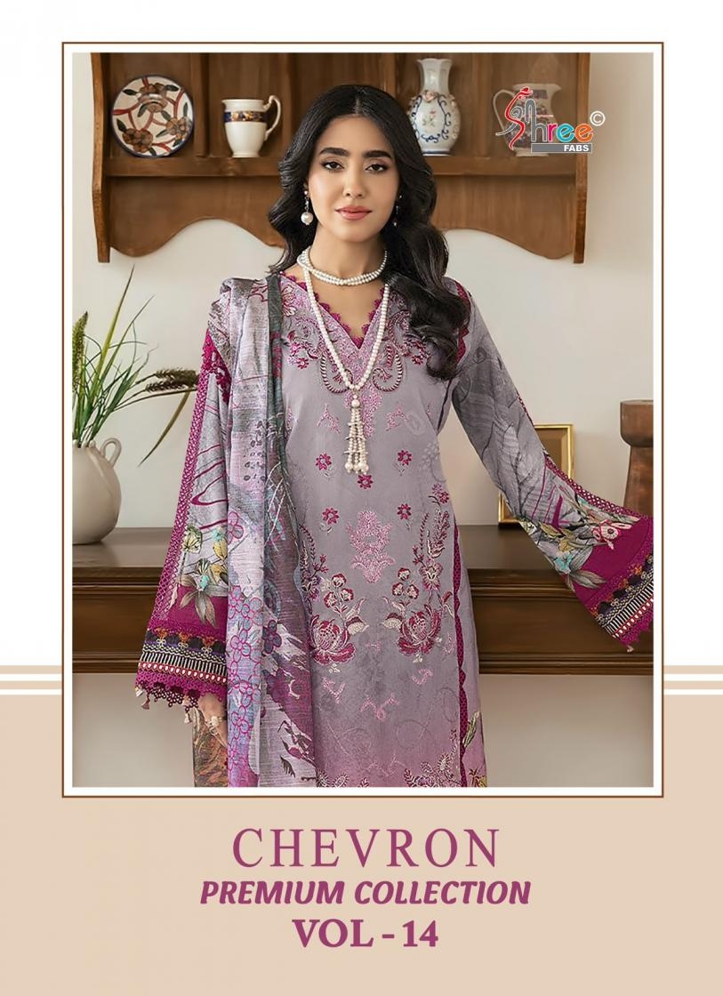 shree fabs chevron premium collection vol 14 series 4104-4111 cotton wholesale suit
