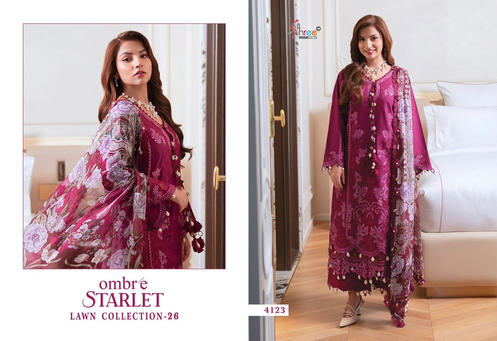 shree fabs OMBRE STARLET LAWN COLLECTION-26 pure cotton wholesale suit