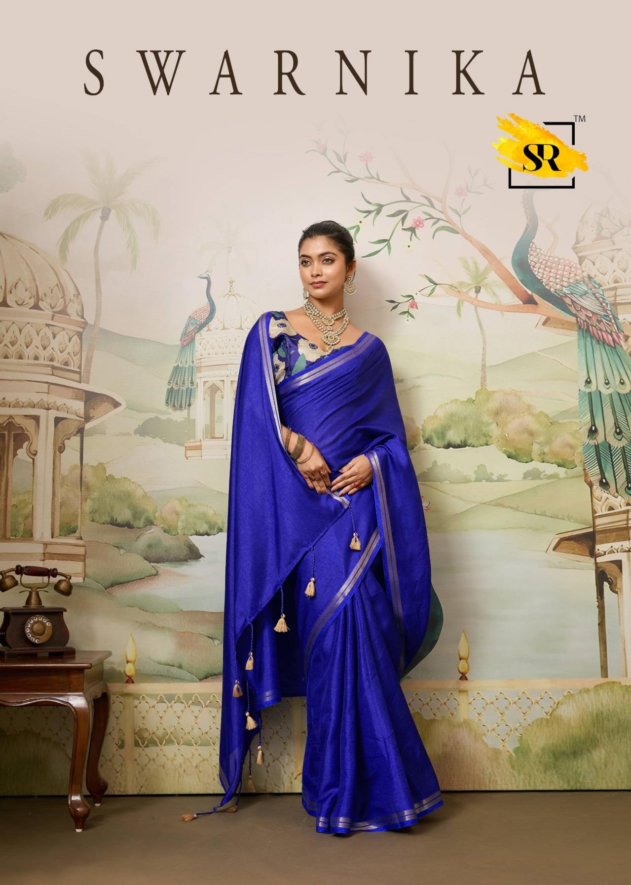 sr swarnika series 1001-1008 tusser weaving border wholesale saree