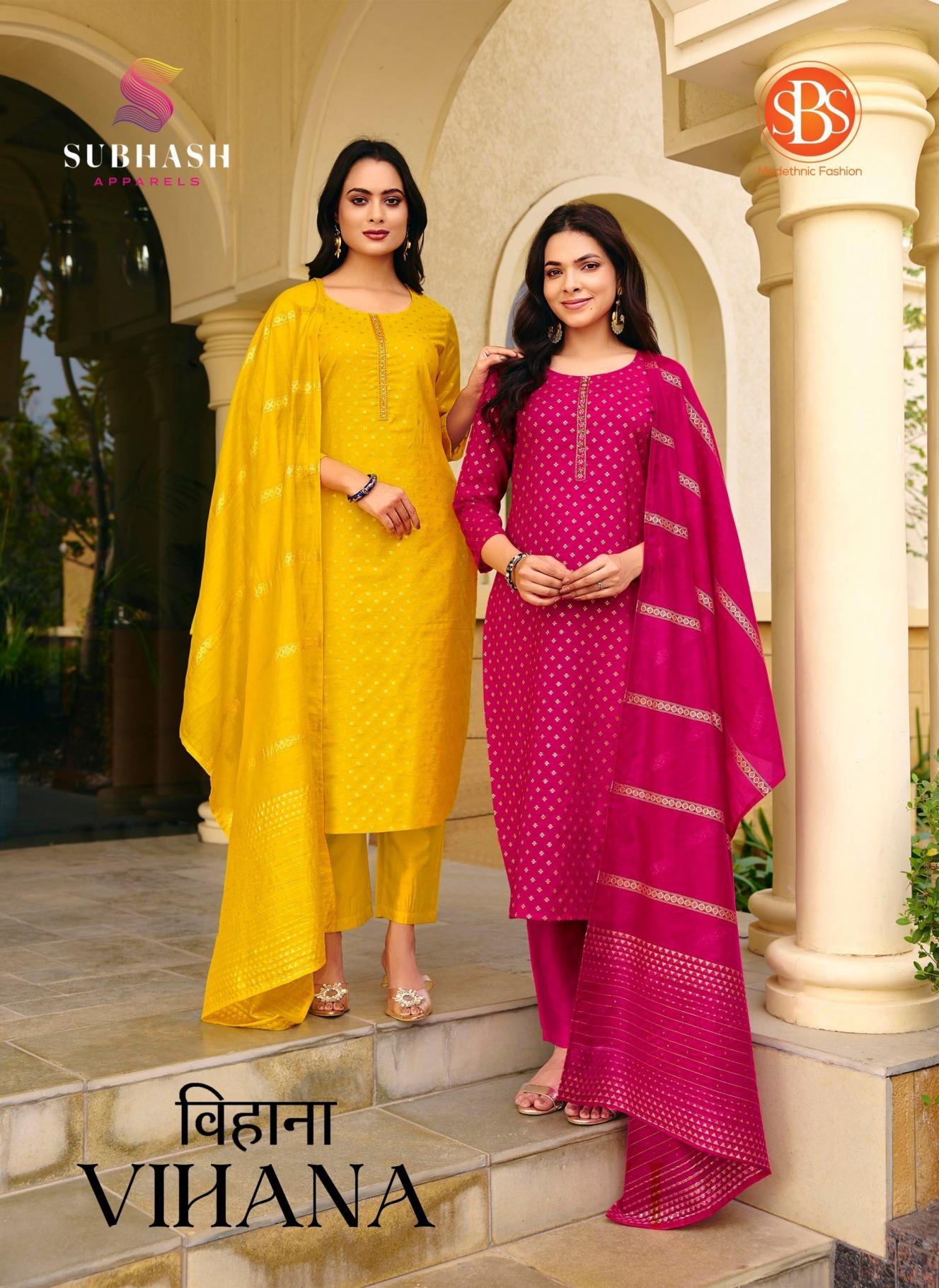 subhash sbs vihana series 6568-6570 chanderi jacquard readymade suit