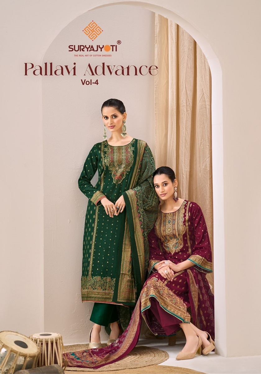 Suryajyoti Pallavi Advance Vol-4 series 4001-4006 Jaam Satin wholesale suit