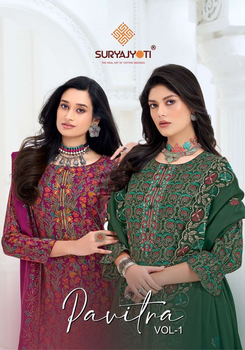 Suryajyoti Pavitra Vol-1 series 1001-1008 Pure Modal Silk wholesale suit