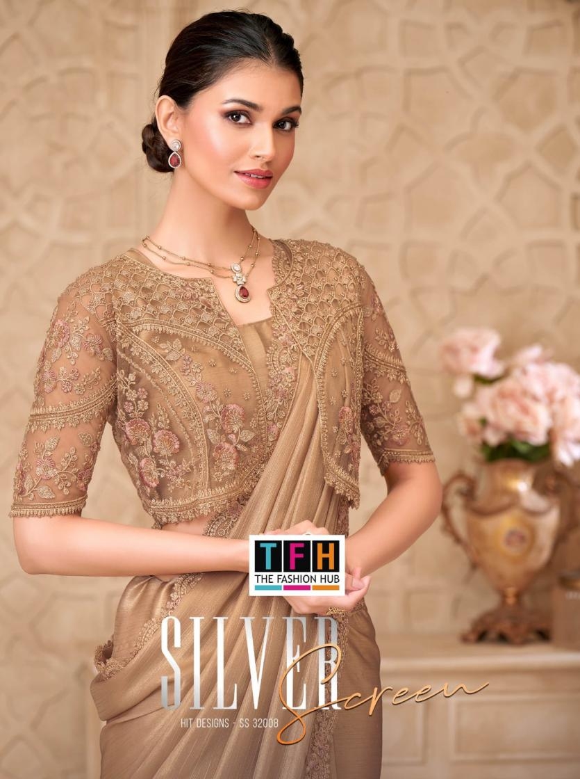 tfh silver screen 320008 shimmer sartin wholesale embroidery saree