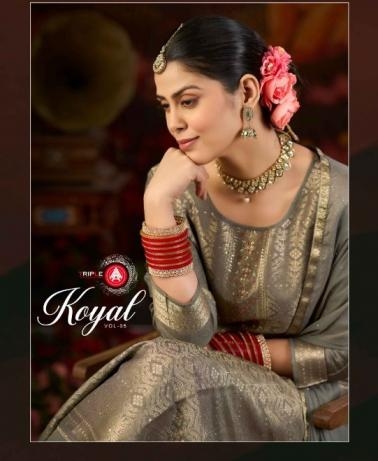 triple a koyal vol 5 series 18281-18286 muslin lakhnavi jacquard wholesale saree