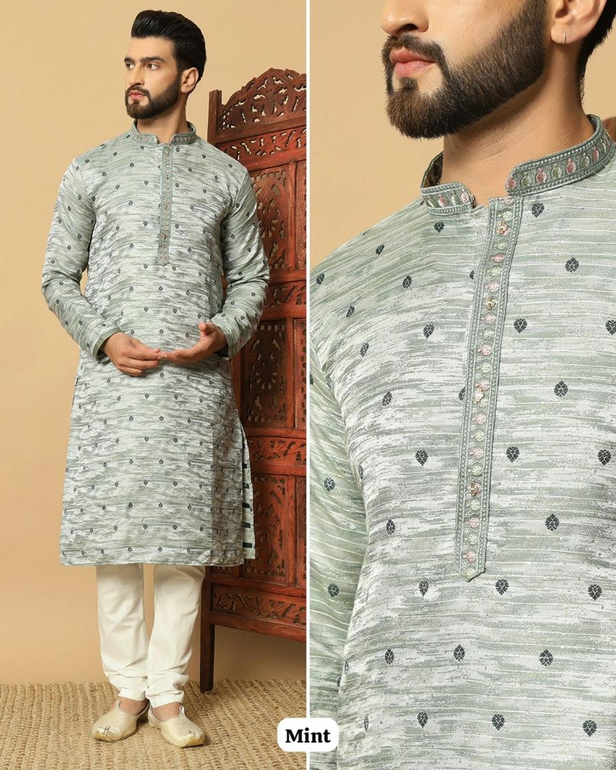 utsav vol 5 premium ethnic heavy jacquard fullstitch mens kurta with pyjama
