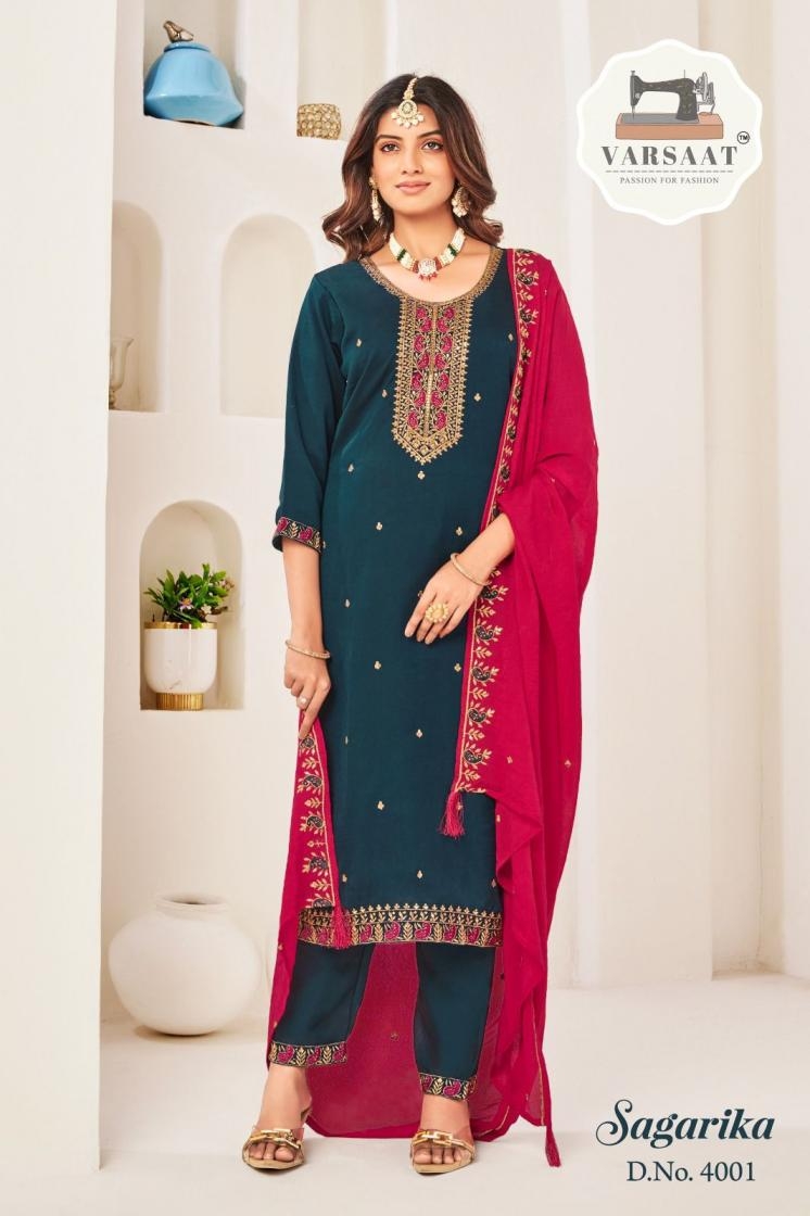 varsaat sagarika series 4001-4006 rangoli crush blooming readymade suit