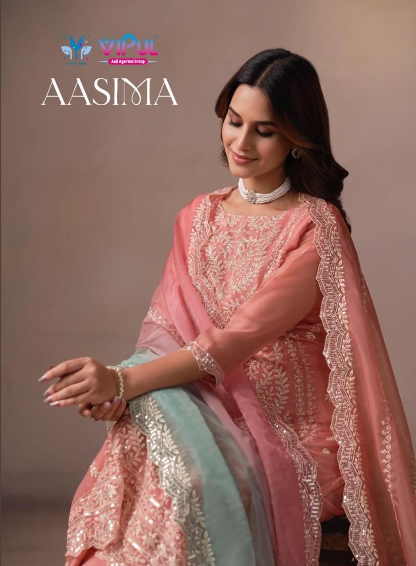 vipul aasima series 6711-6716 lavender organza wholesale suit