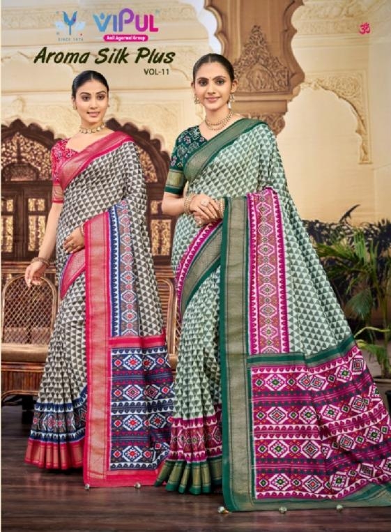 vipul aroma silk plus vol 11 series 93762 dola silk sarees 