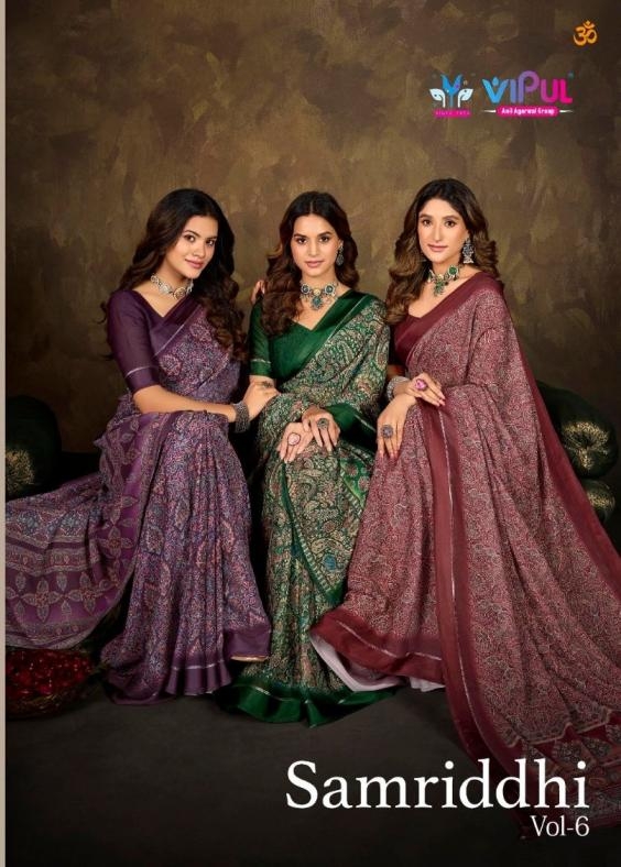 vipul samriddhi vol 6 series 93240-93248 dull moss wholesale saree