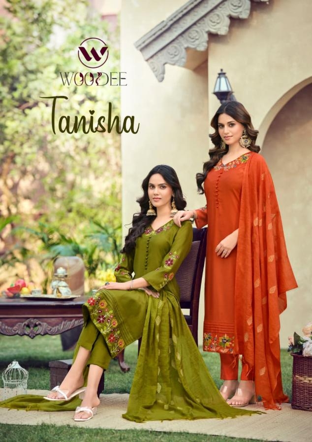 woodee tanisha series 1001-1006 viscose gadhawal readymade suit