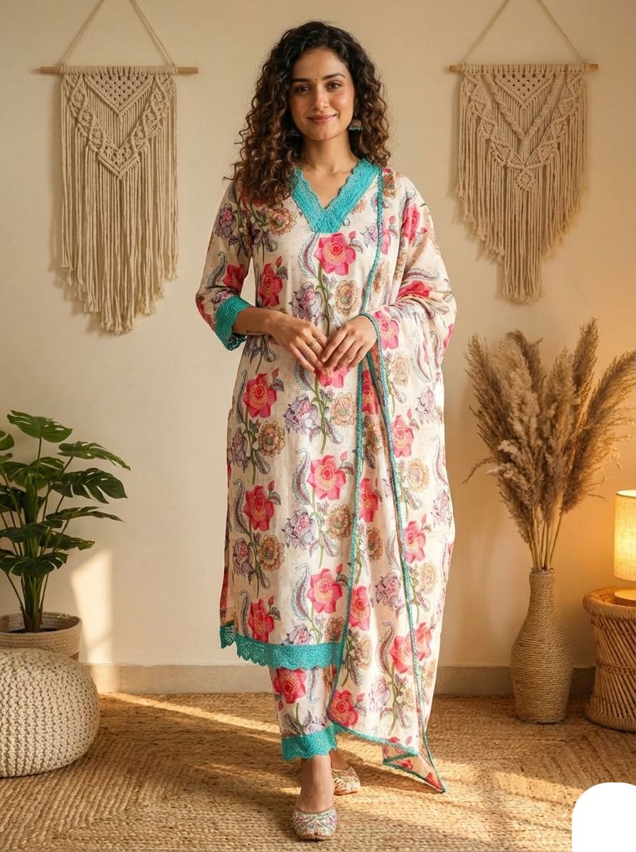 X-Lady Premium print Cotton abstract floral Suit Set 