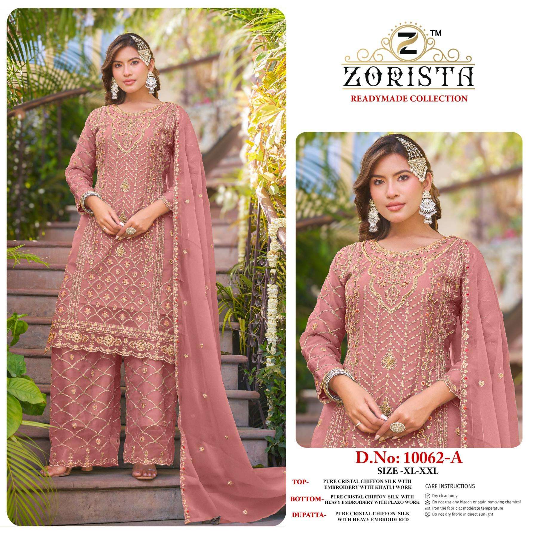zorista 10062 bcristol chiffon silk readymade wholesale suit