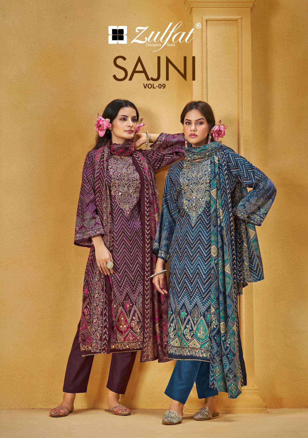 zulfat sajni vol 9 series 672001-672006 jam cotton wholesale suit 