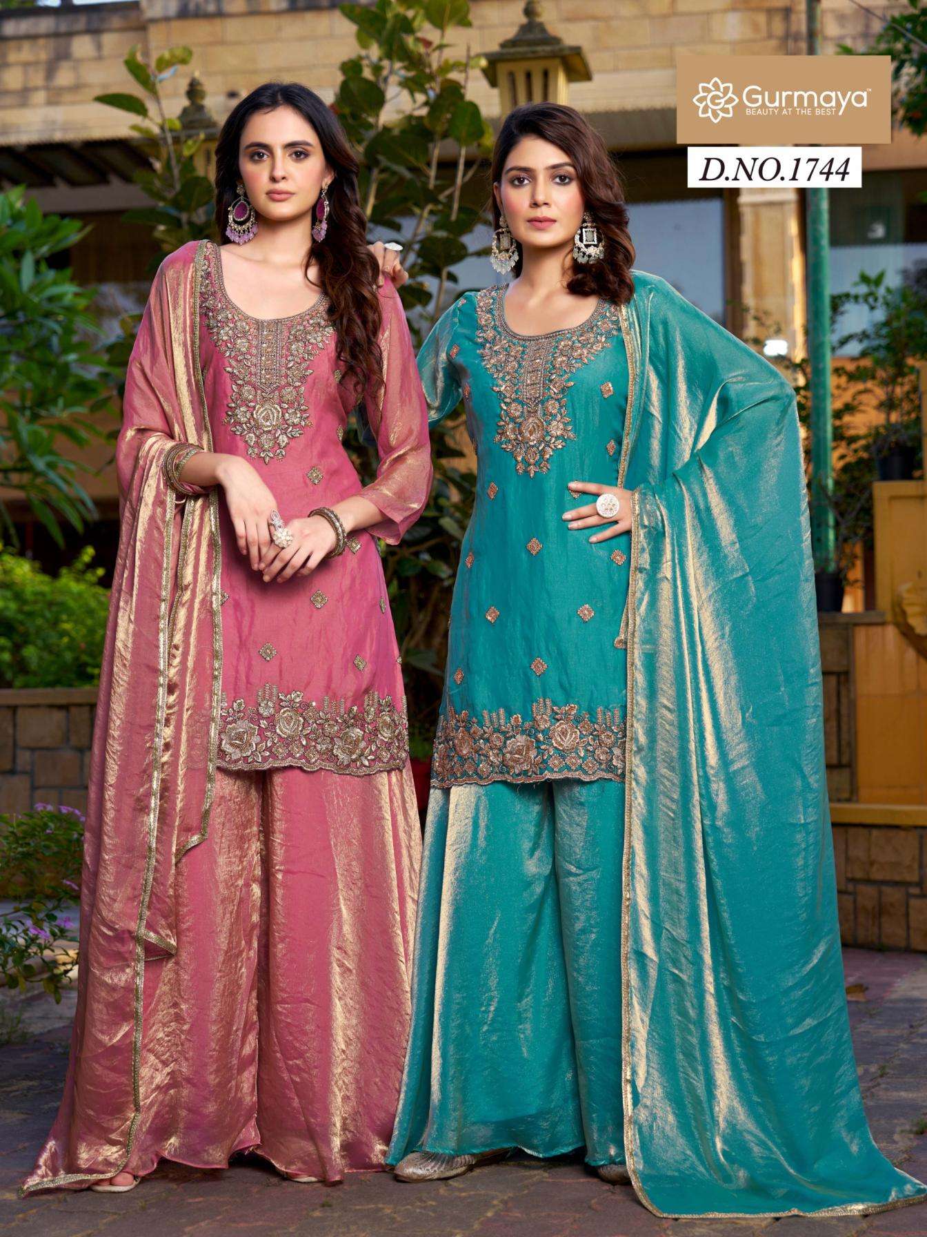 aanchi 1744 fandy satin readymade combo plazzo suits in wholesale surat