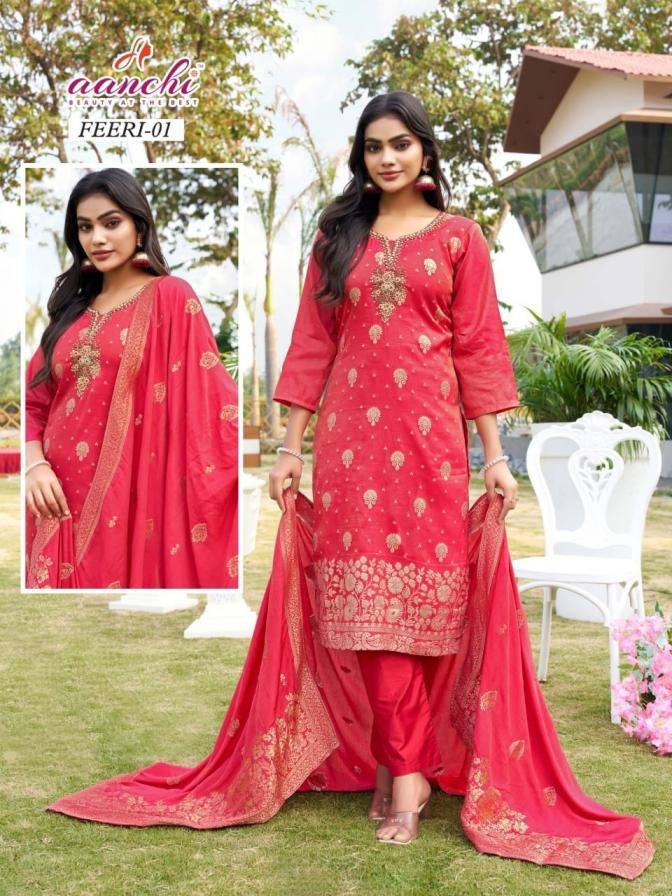 aanchi feeri series 01-02 tissue butti wholesale readymade suit 