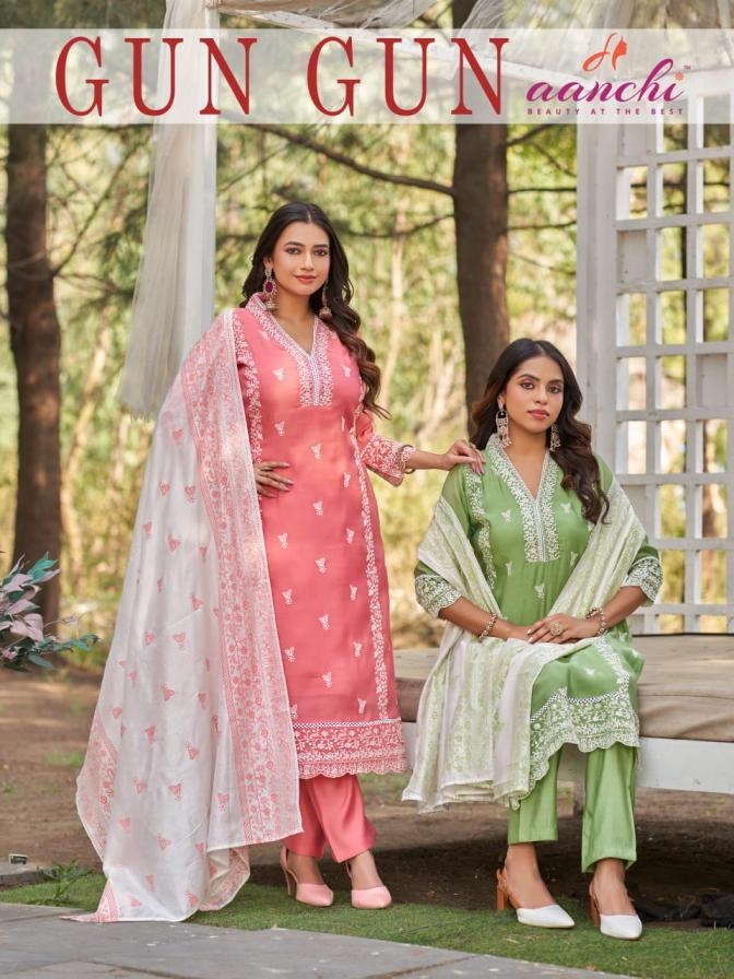 aanchi gun gun mul chanderi readymade stylish suit