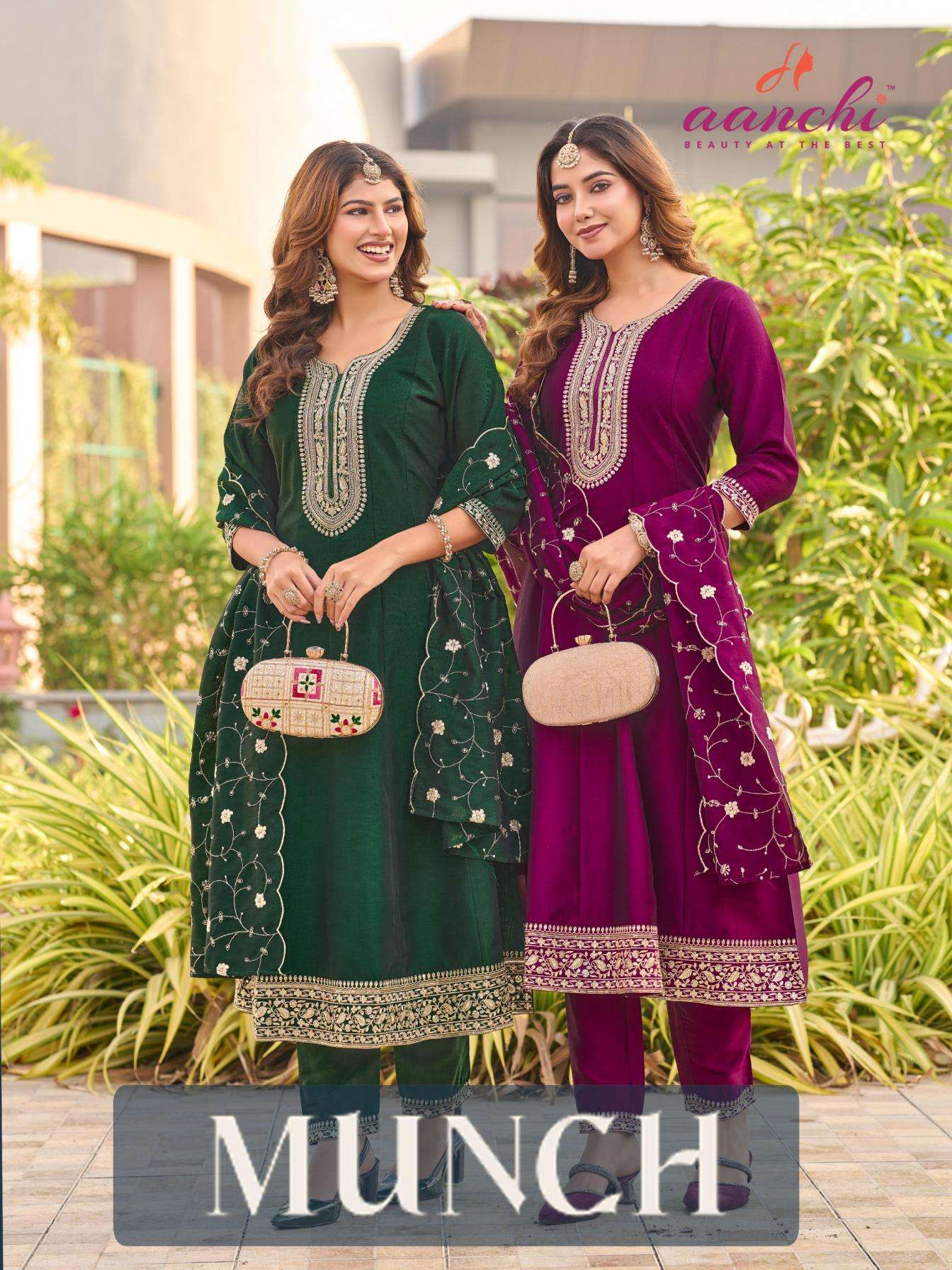 aanchi munch crystal silk wholesale readymade suit 