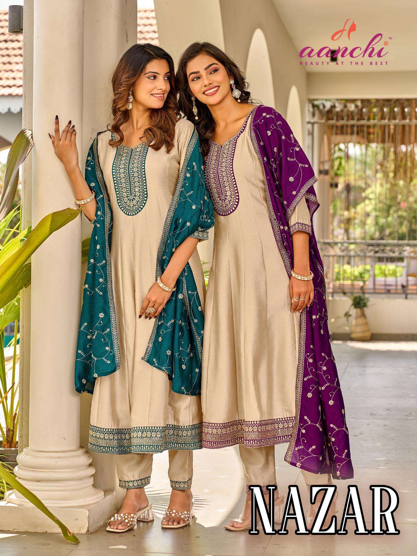 aanchi nazar vichitra silk readymade anarkali suit 