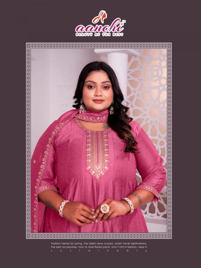 aanchi plus zeeba series 100195 vichitra silk anarkali suit 