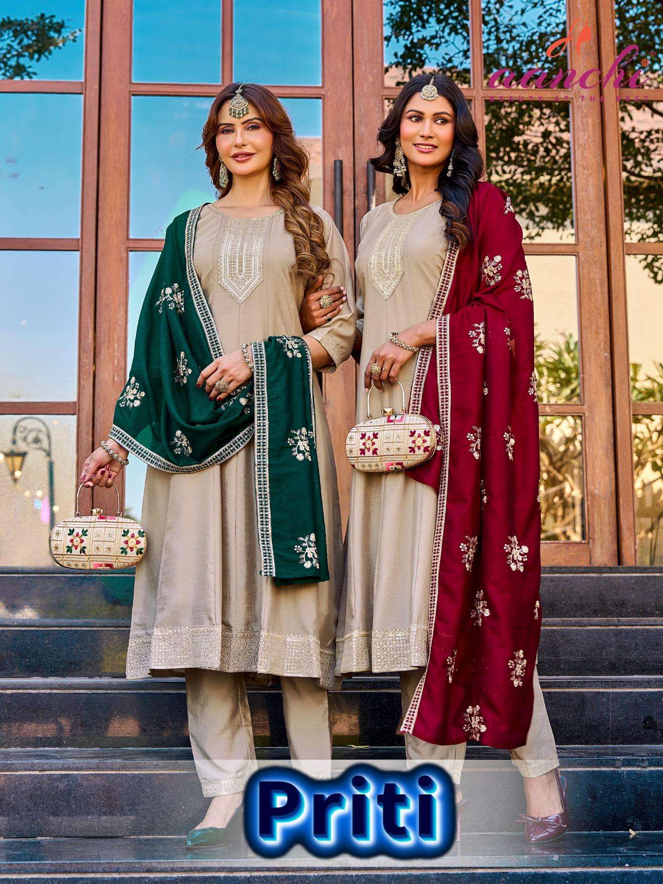 aanchi priti vichitra silk wholesale readymade suit 