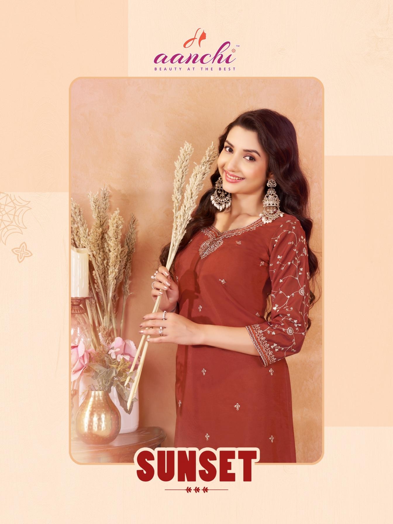 aanchi sunset premium two tone fancy fabric wholesale kurti 
