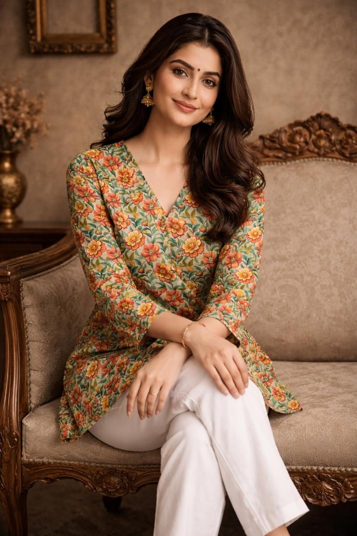 aawiya rj 29 muslin fully stitch elegance short single kurti for girls