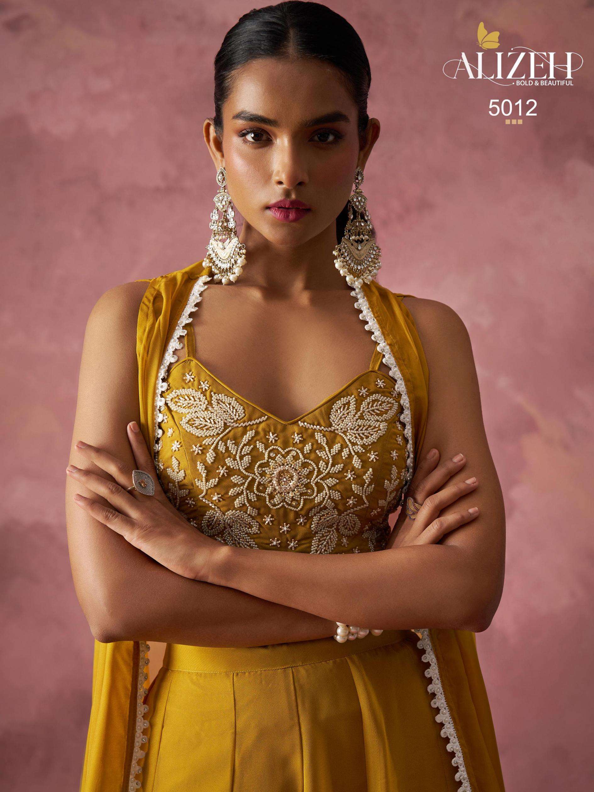 alizeh 5012 georgette readymade festive sharara blouse with koti