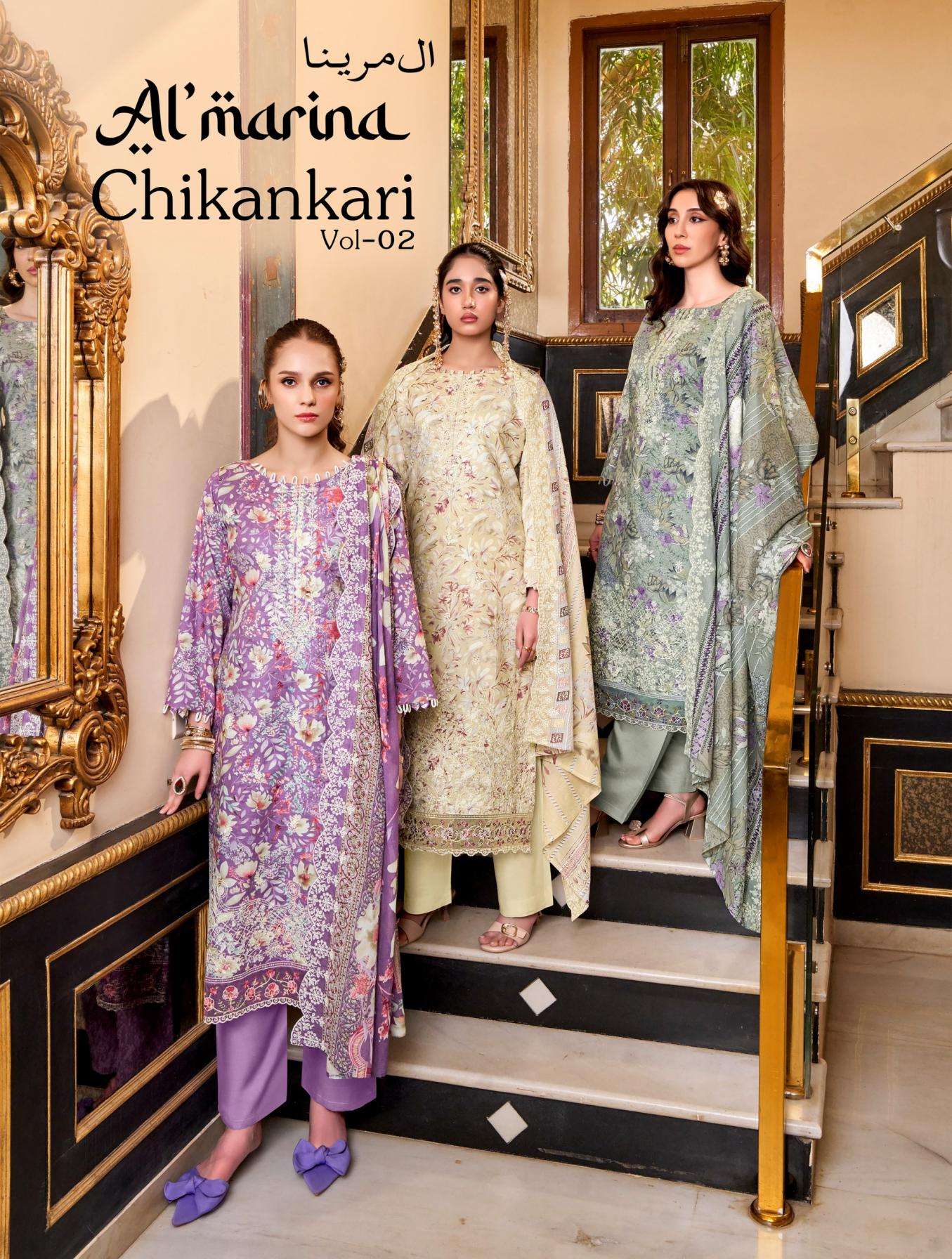almarina chikankari vol 2 series 103001-103006 cotton wholesale suit 