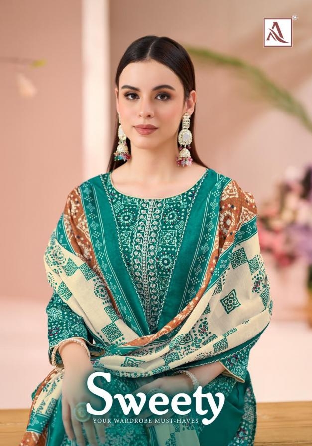 alok sweety zam series 2237105001 to 2237105004 cotton modern pakistani suits in wholesale surat