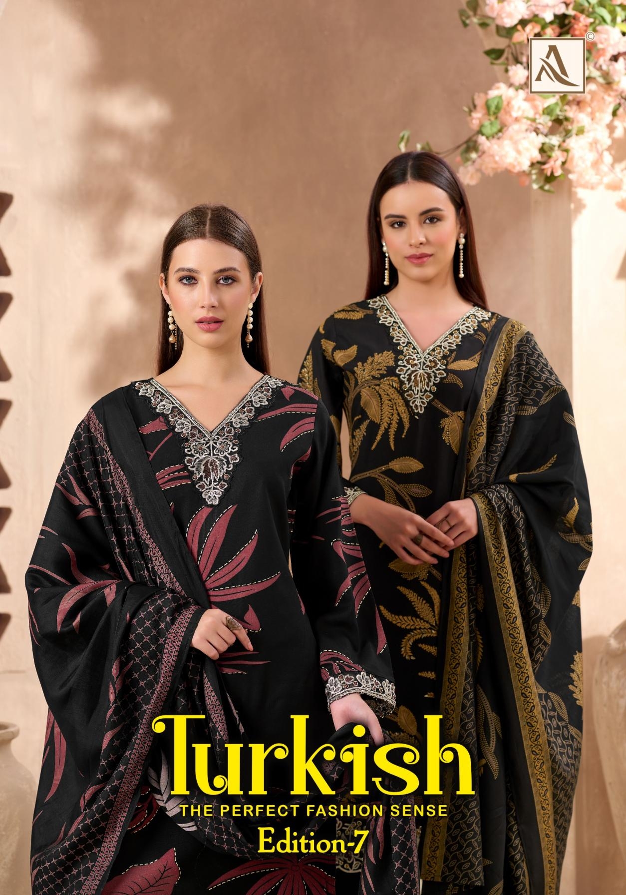 alok turkish vol 7 series 2239104401 to 2239104406 viscose rayon pakistani suits in wholesale surat