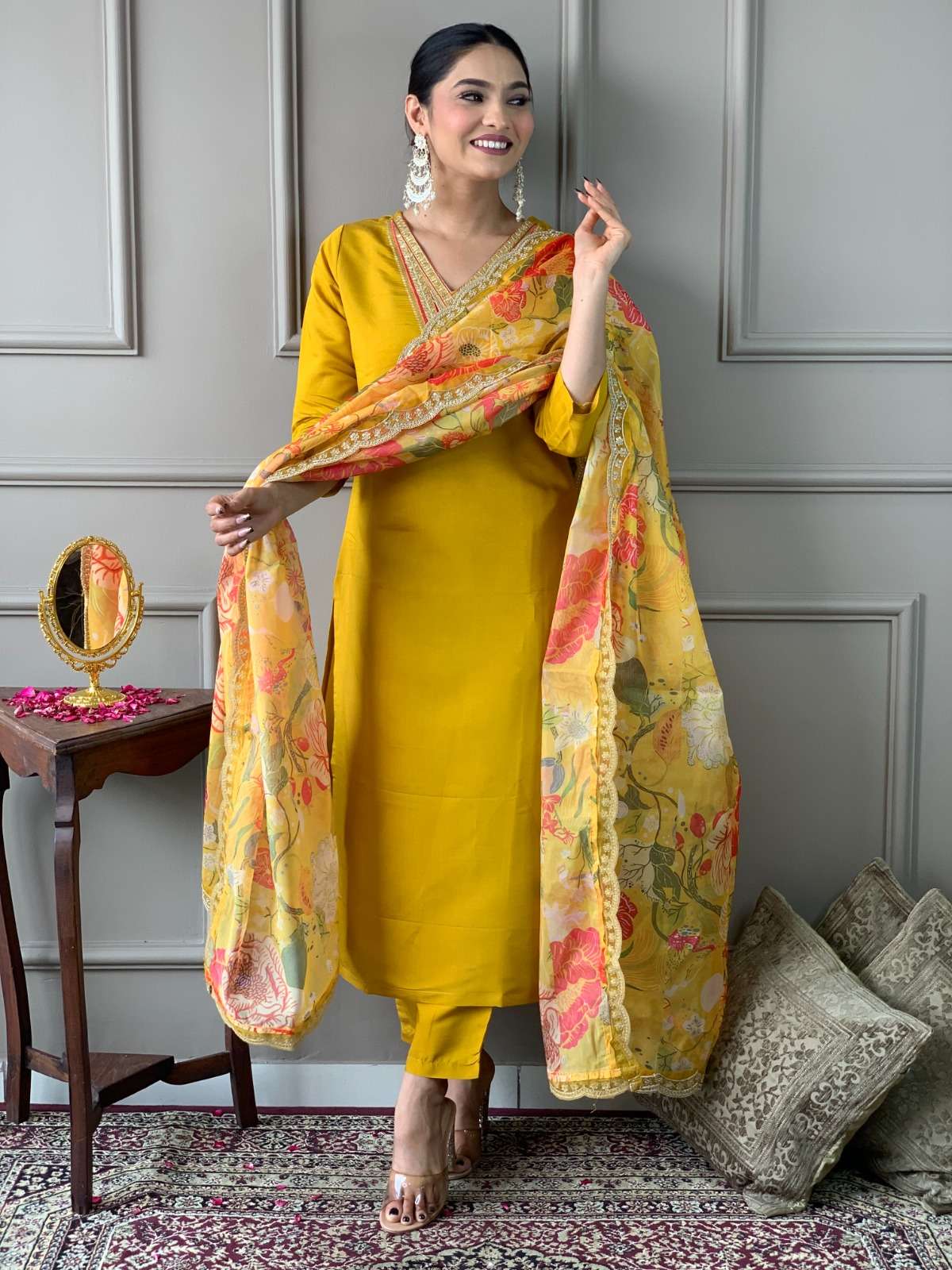 ANUSHREE CHANDERI  WITH EMBROIDERY WORK readymade single kurti 