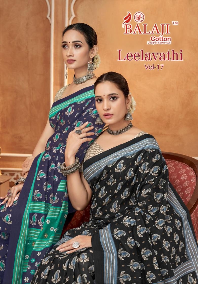 balaji cotton leelavathi vol 17 series 17001 to 17020 amazing saree in wholesale surat