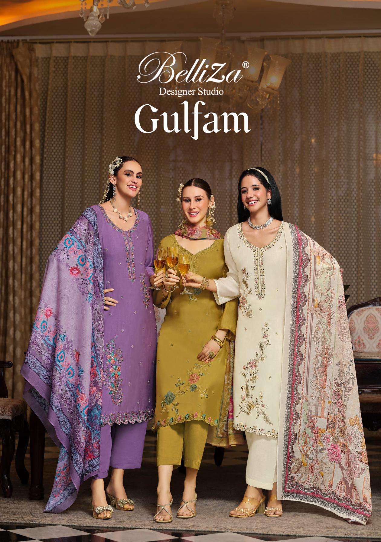 belliza designer gulfam series 959001 to 959006 modal muslin fully stitch big size suit in wholesale surat