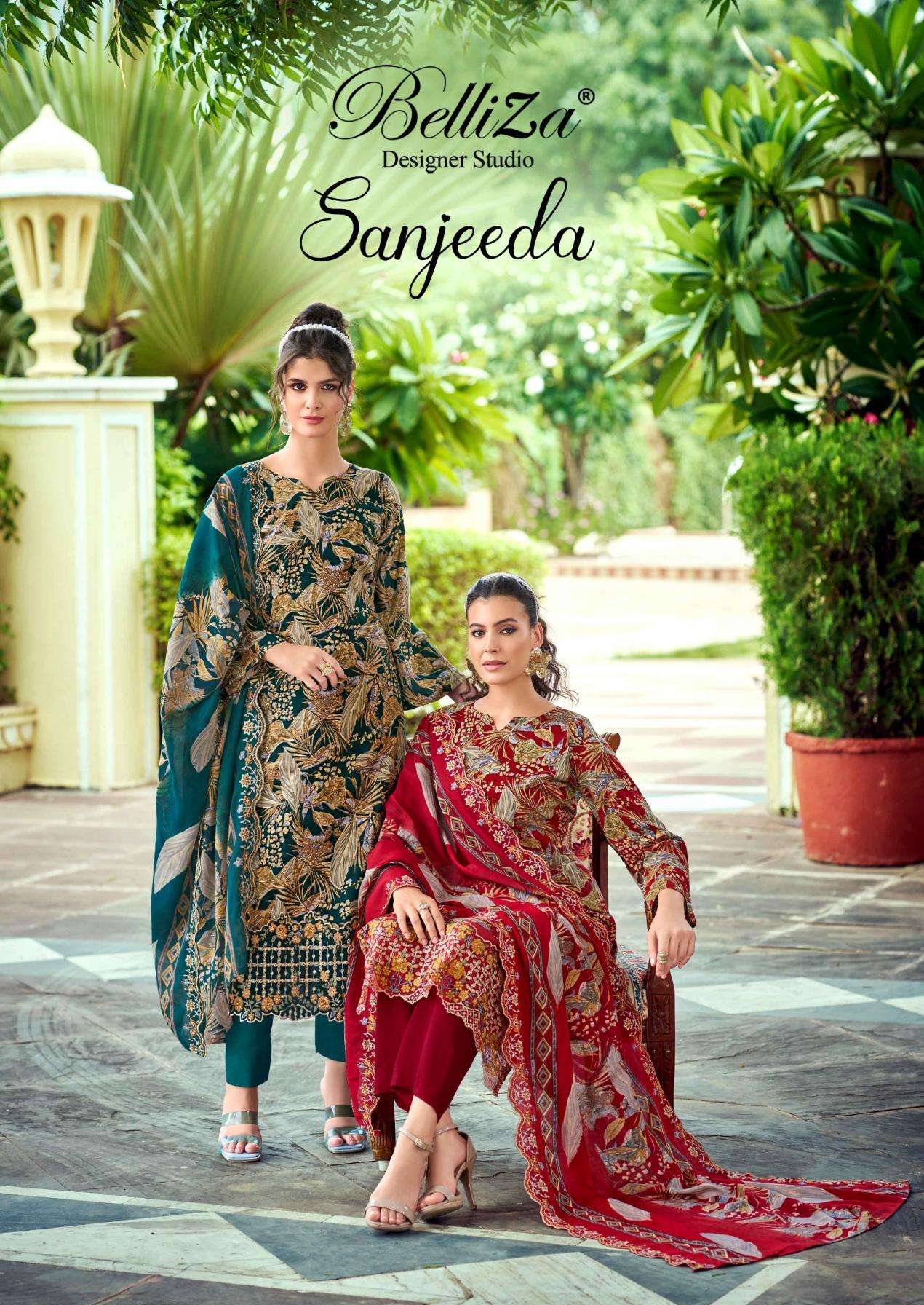belliza sanjeeda series 935001 to 935006 viscose rayon elegant style pakistani suit in wholesale surat