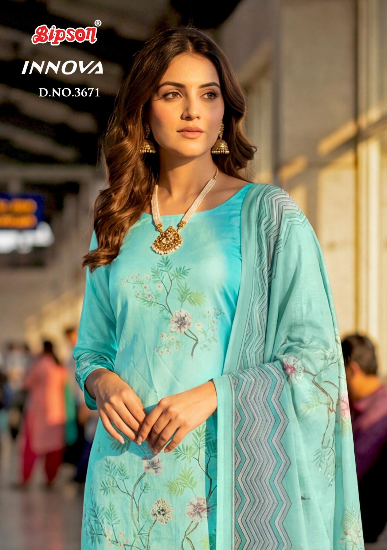 bipson prints innova 3671 Pure Cotton Digital Print With Ethnic HandWork wholesale suit