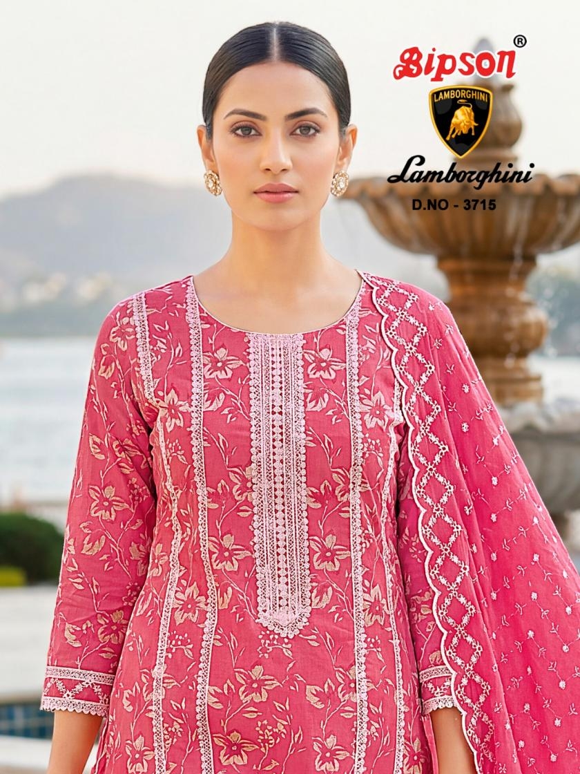 bipson prints lamborghini 3715 cotton casual wear unstitch 3pcs dress