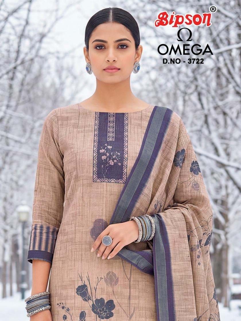 bipson prints omega 3722 Pure Linen Digital Print With Khatli HandWork
