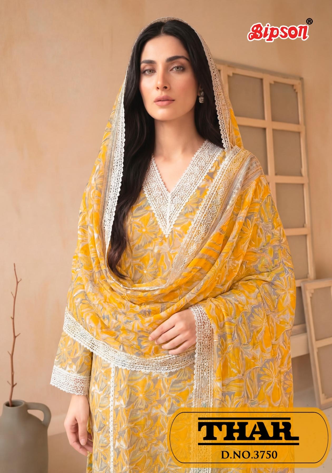bipson prints thar 3750 Pure Cotton Print With Fancy Lace & Moti Work wholesale suit 