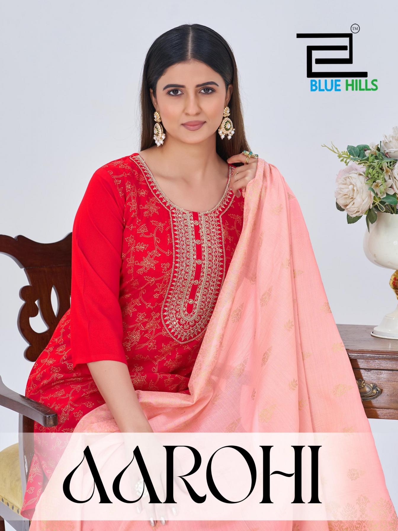 blue hills aarohi series 5193-5196 rayon anarkali readymade suit
