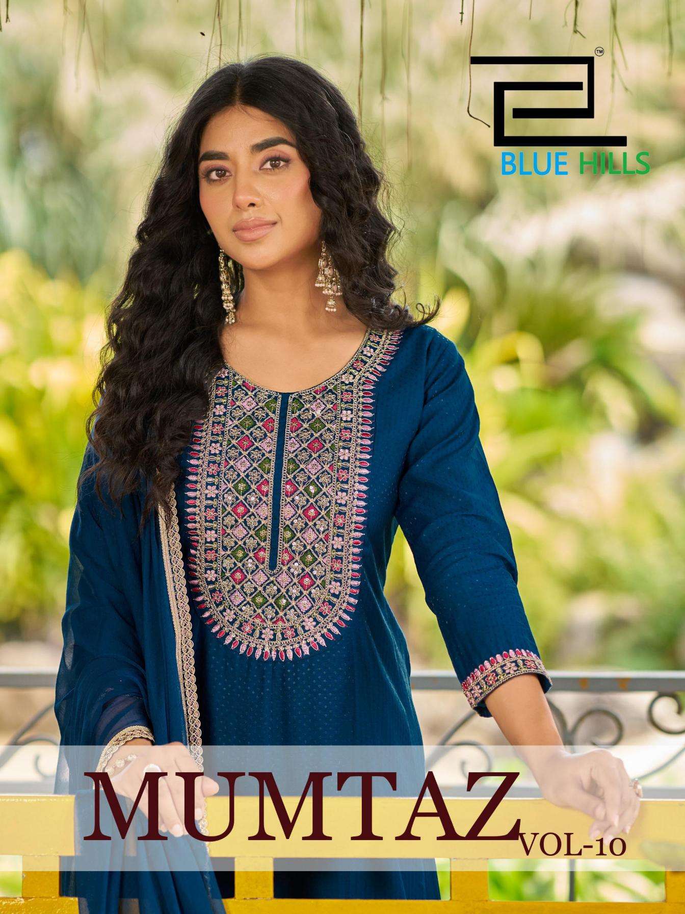 blue hills mumtaz vol 10 series 1001 to 1004 rayon dobby full stitch big size suit in wholesale surat