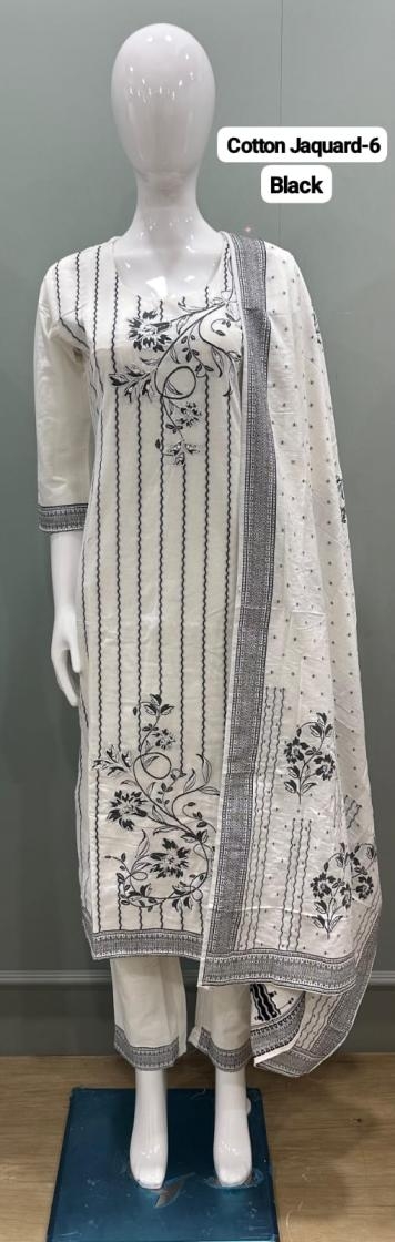 COTTON JAQUARD WHITE DESIGNER 3PCS SET COLLECTION